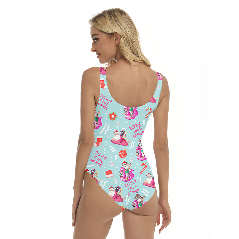 Playful Santa Flamingo Tropical Xmas Women Swimsuit