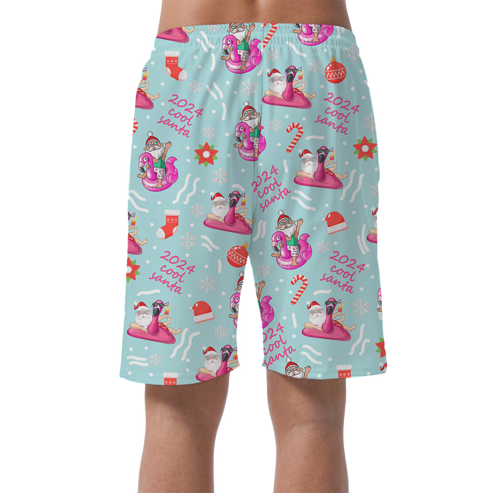 Flamingo Santa Aussie Xmas Hawaiian Short for Men