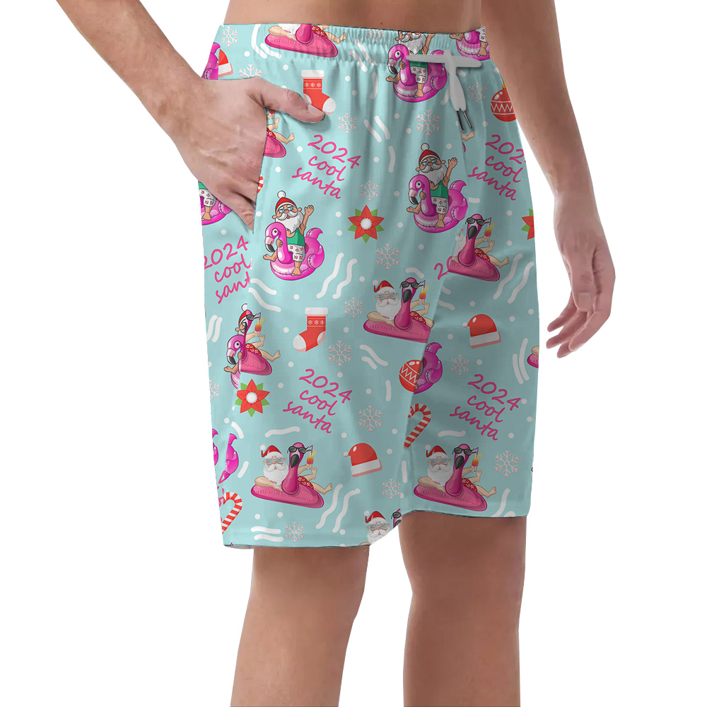 Flamingo Santa Aussie Xmas Hawaiian Short for Men