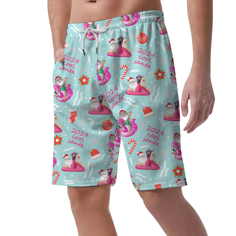 Flamingo Santa Aussie Xmas Hawaiian Short for Men