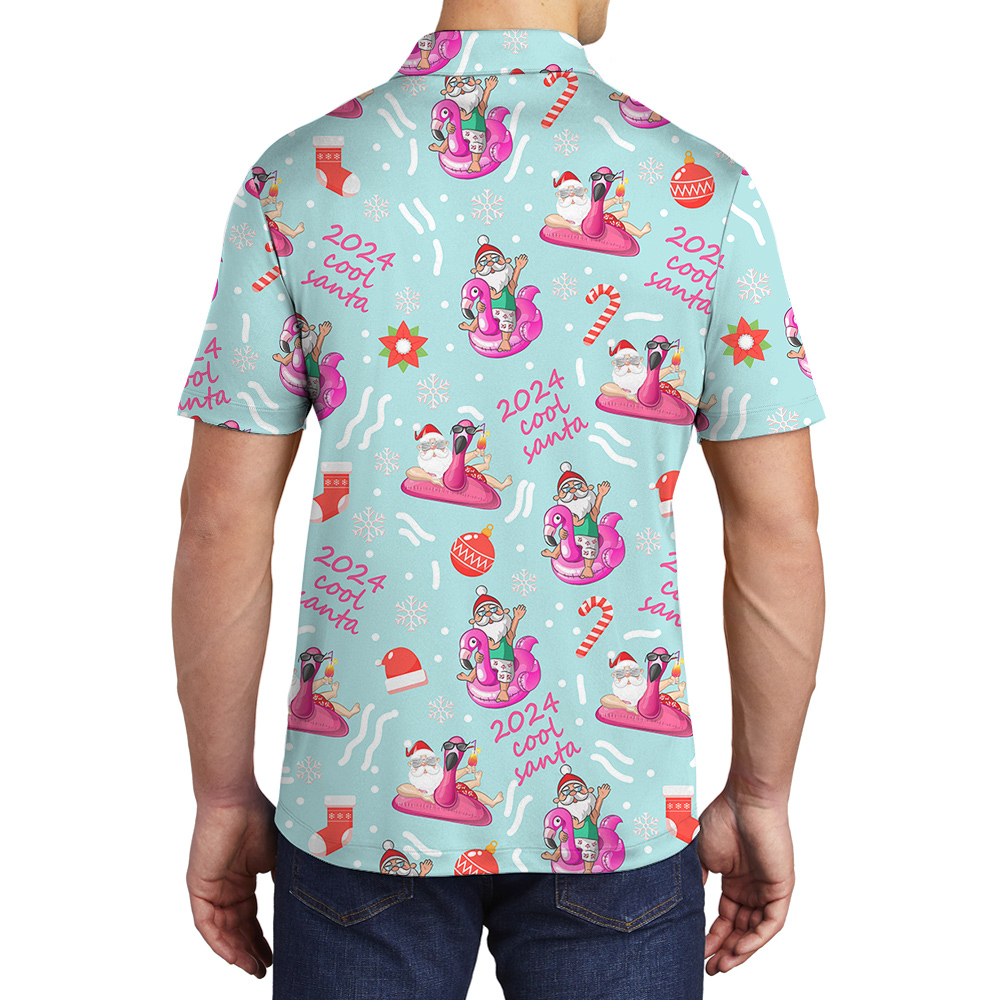 2024 Cool Santa Hawaiian Collared Golf Shirt for Men