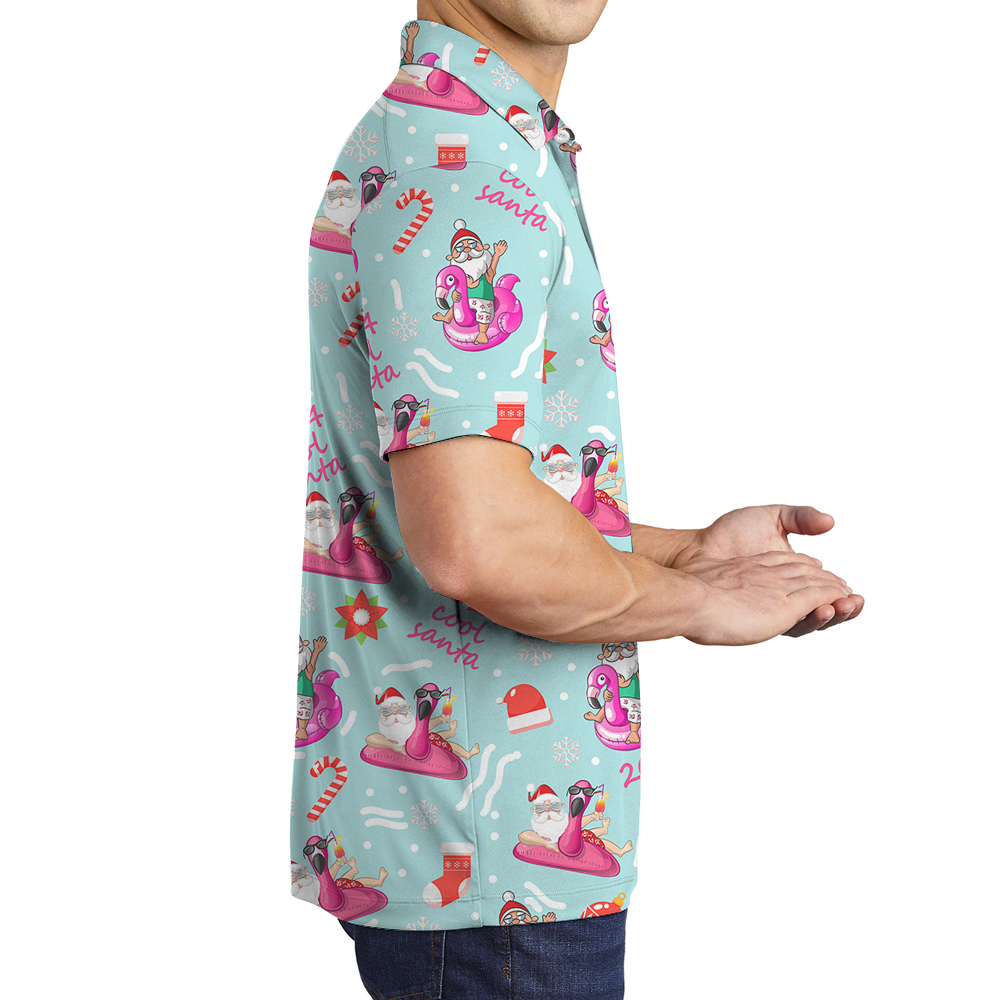 2024 Cool Santa Hawaiian Collared Golf Shirt for Men