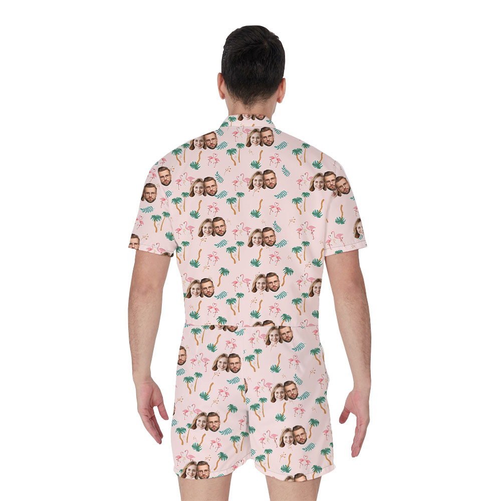 Funny Customized Faces Flamingo Romper For Male