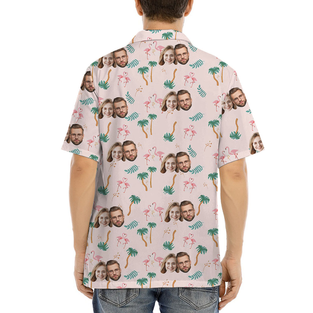 Pink Short Sleeve Hawaiian Shirt With 1-5 Faces