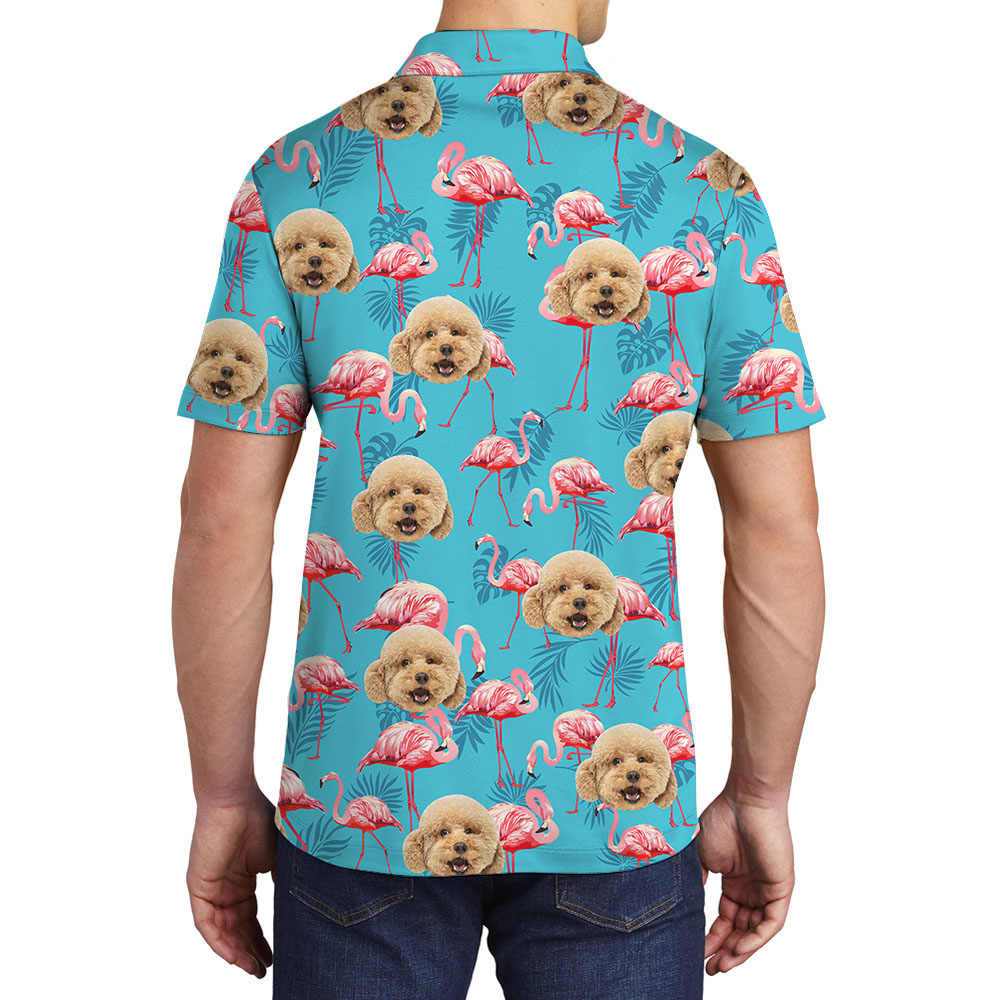 Flamingo Aloha Polo Shirt With Personalized 1-5 Faces