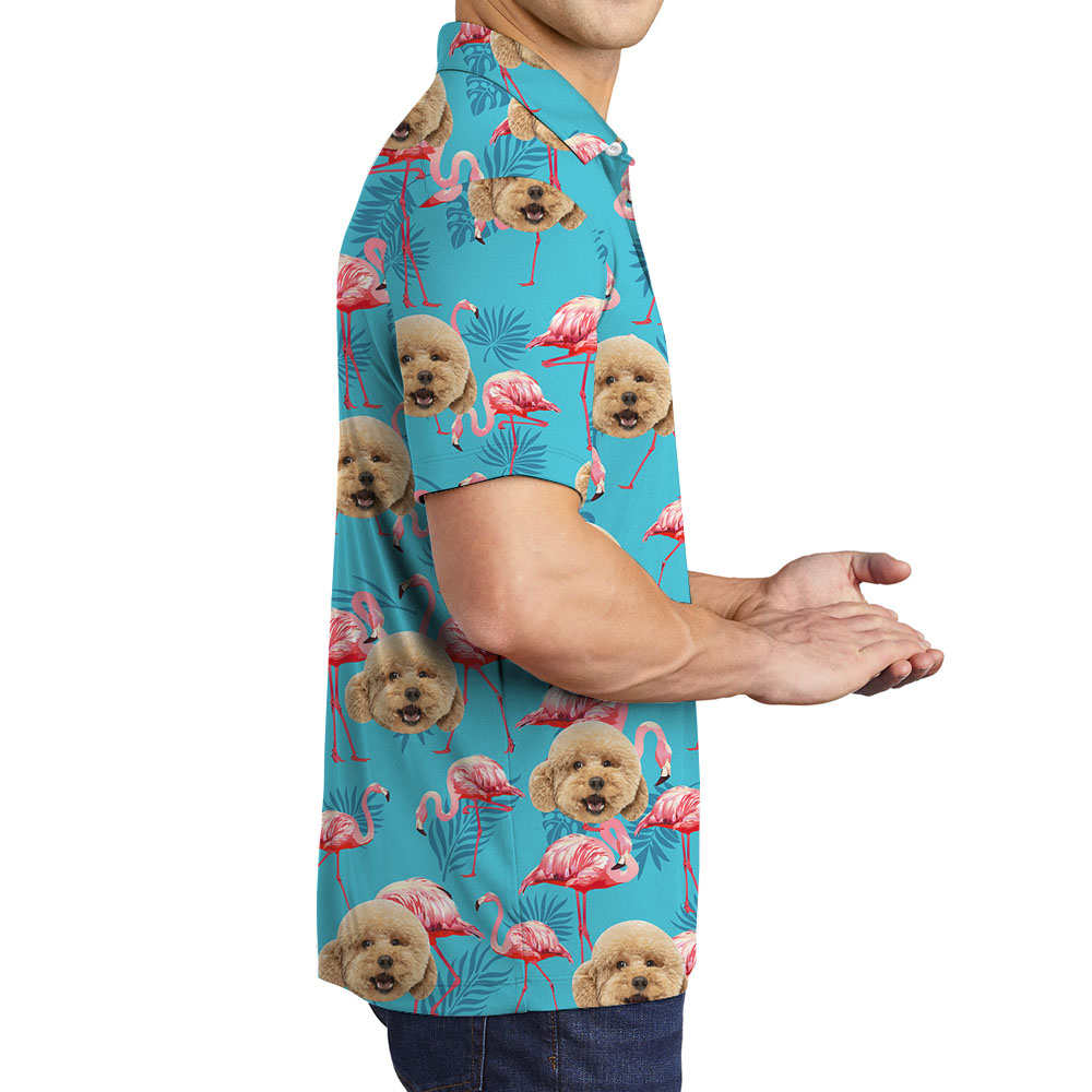 Flamingo Aloha Polo Shirt With Personalized 1-5 Faces