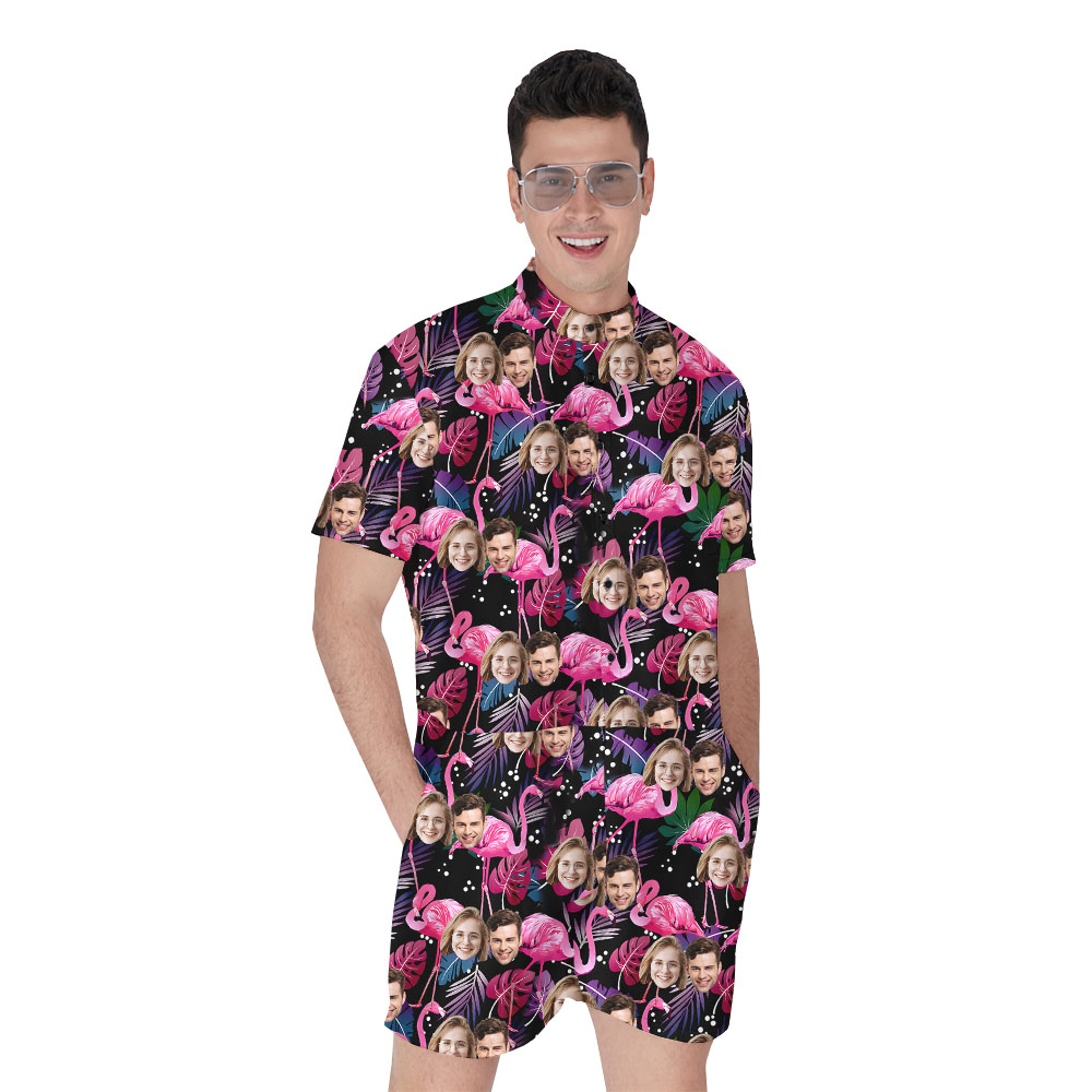 Unique Faces On Flamingo Male Romper - variant image 1