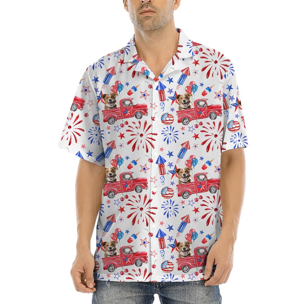 Funny Custom Dog Photo Patriotic Hawaiian Shirt - variant image 1