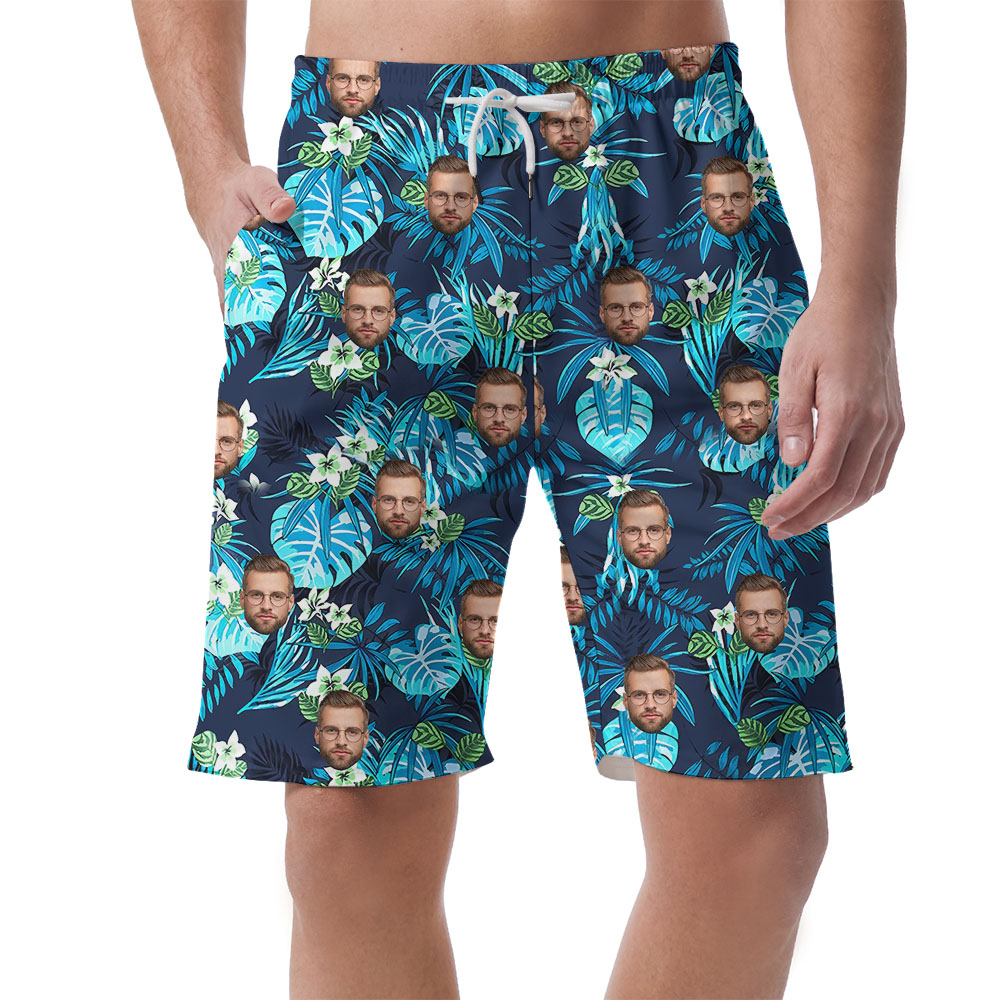 Tropical Blue Print Men's Casual Shorts - variant image 1