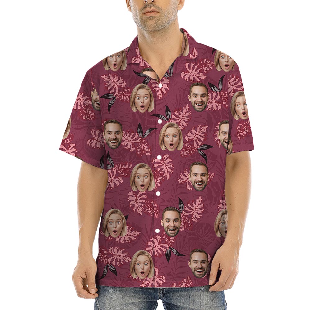 Vintage Red Hawaiian Shirt With Custom Multiple Faces - variant image 1