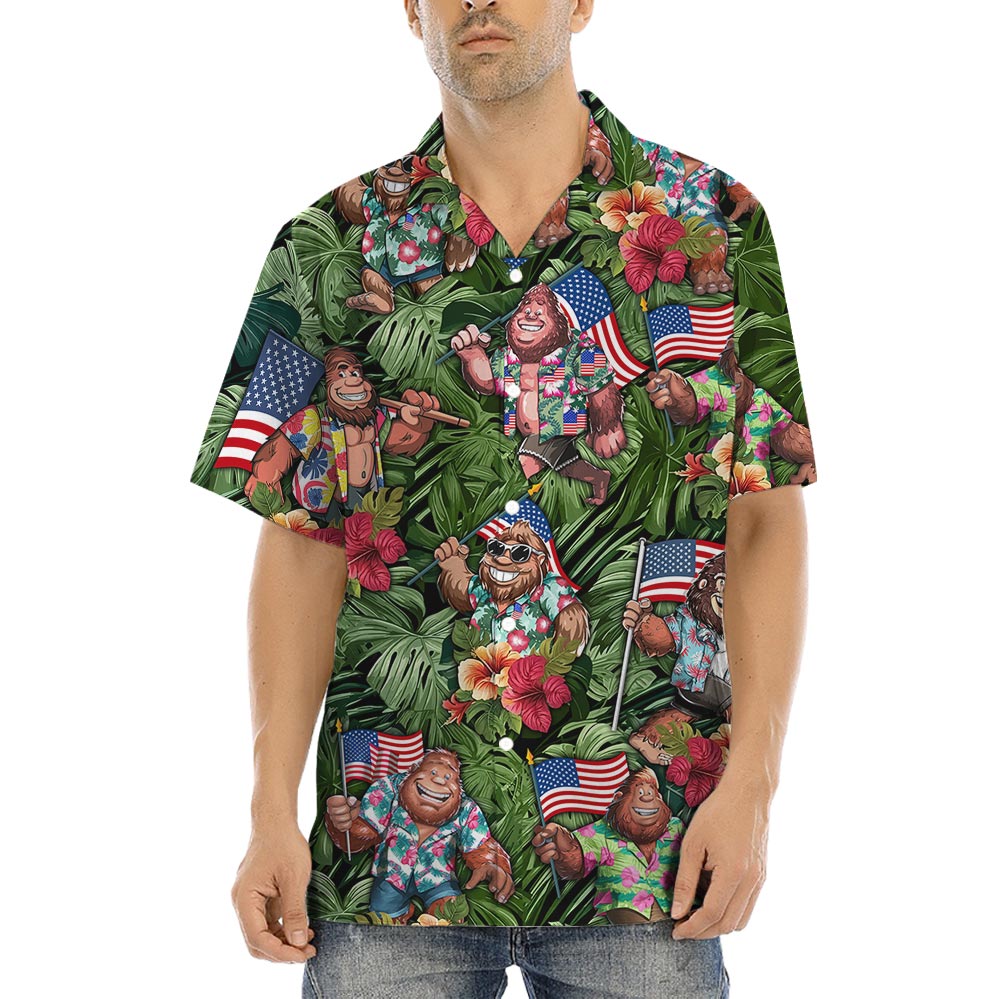 Awesome Bigfoot Patriotic Hawaiian Shirt - variant image 1