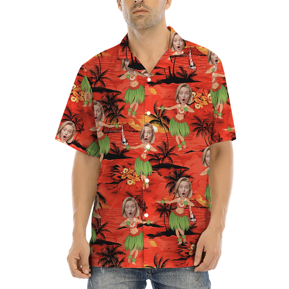 Custom Face Hula Girl Hawaiian Shirt - variant image 1