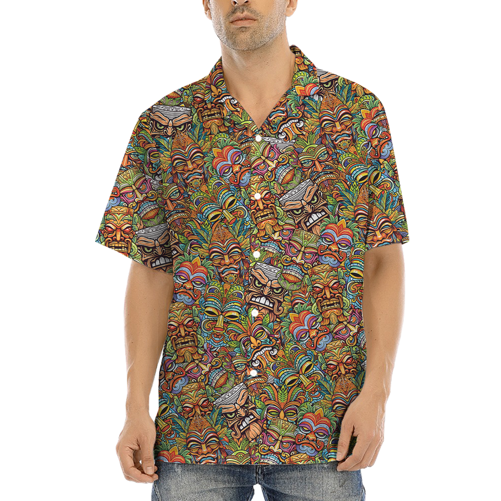 Tiki Faces Cartoon Aloha Shirt - variant image 1
