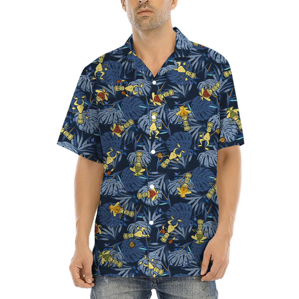 Tribal Musicians Tiki Navy Hawaiian Shirt - variant image 1