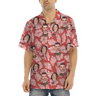 Vintage Hibiscus Custom Face Couple Hula Hawaiian Shirt