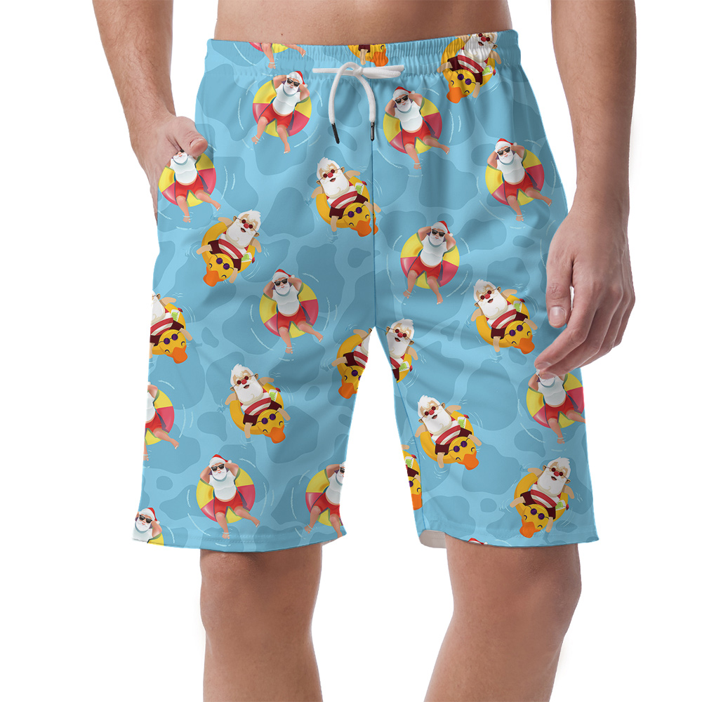 Funny Blue Pool Father Christmas Hawaiian Swim Short - variant image 1