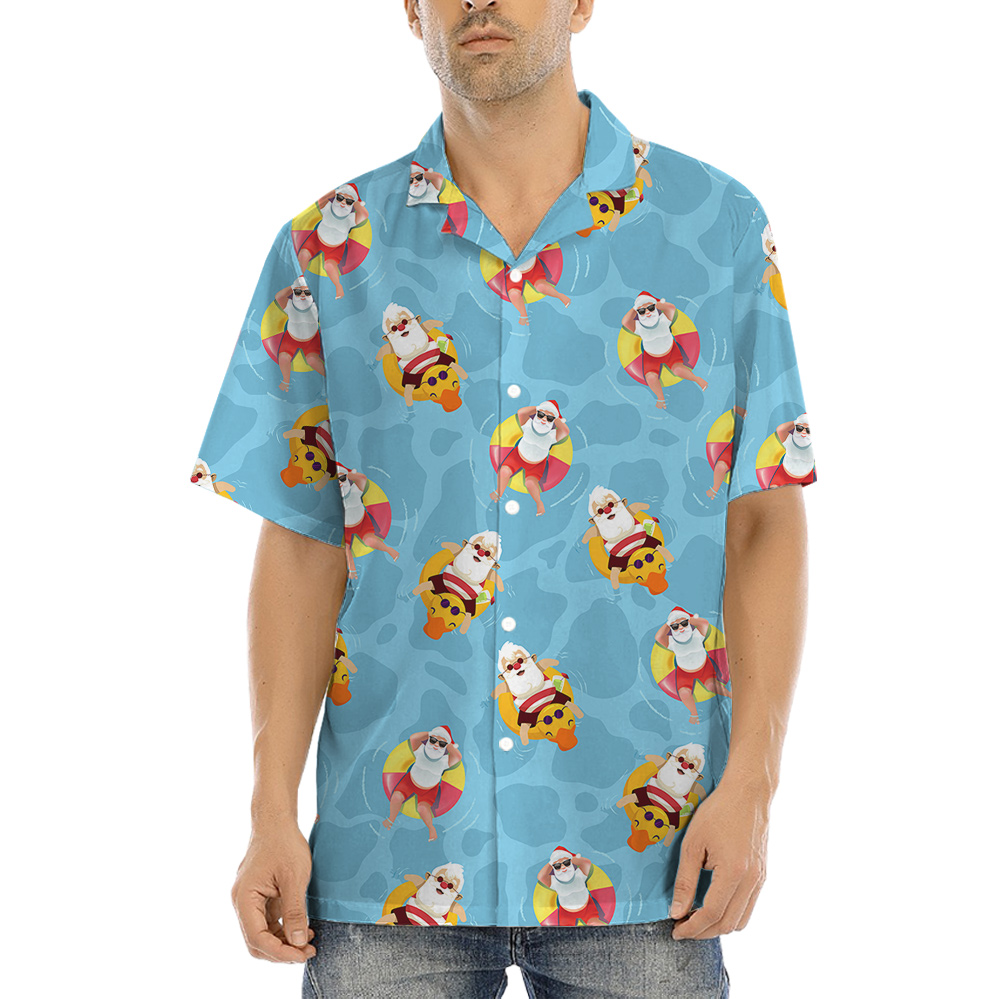 Blue Pool Santa Chrissie Hawaiian Shirt for Men S - 8XL - variant image 1