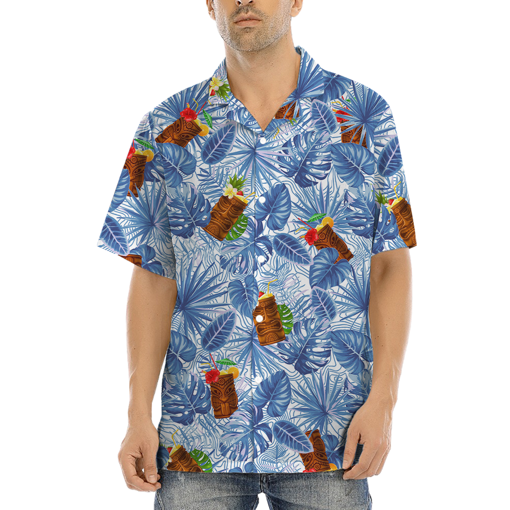 Summer Tiki Bar Tropical Blue Aloha Shirt - variant image 1