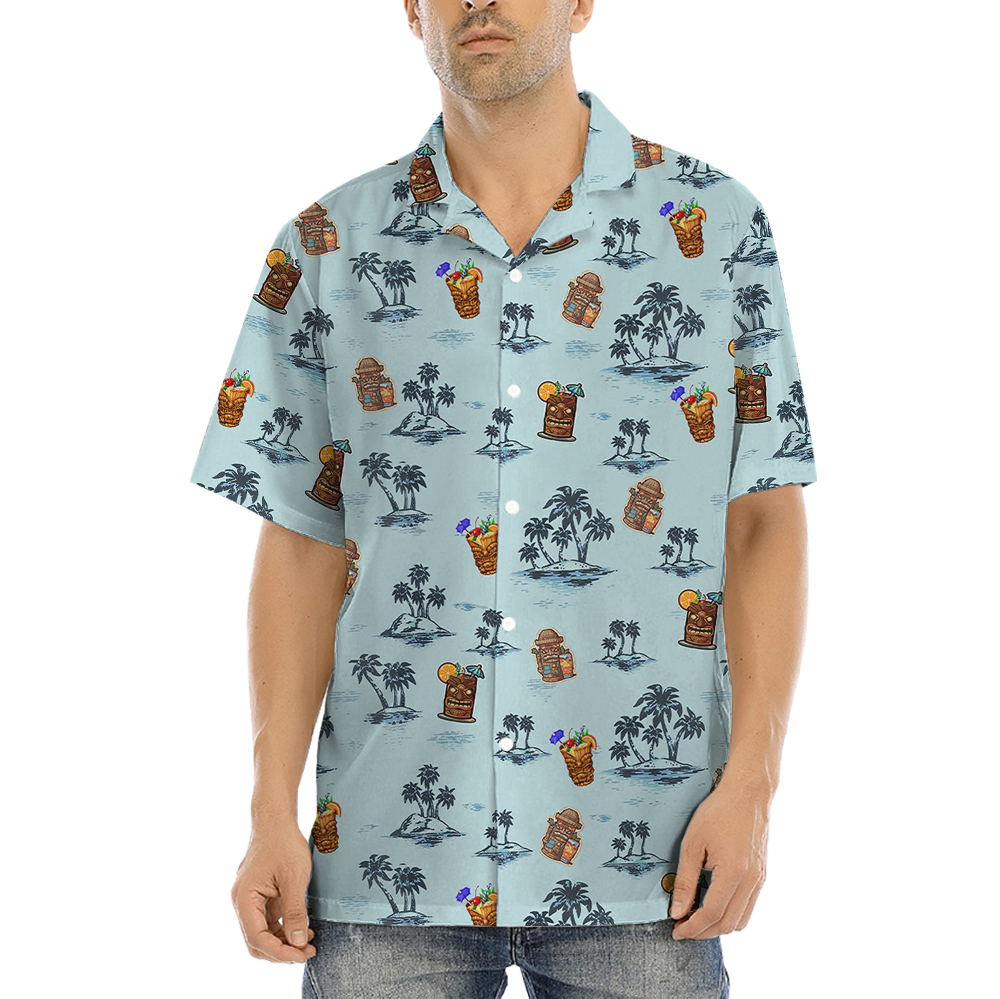 Retro Summer Beach Palm Tree Tiki Bar Aloha Shirt - variant image 1