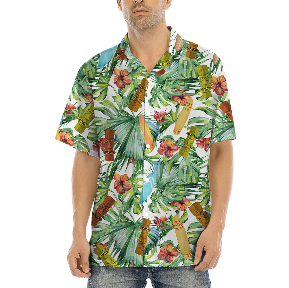 Tiki Surfing Board Tropical Hawaiian Shirt - variant image 1