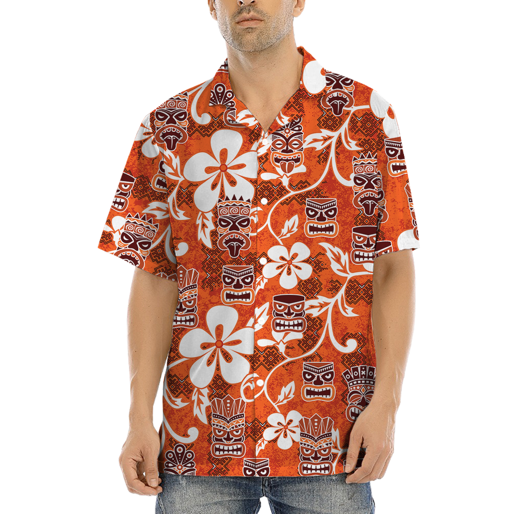 Classic Tiki Orange Aloha Shirt - variant image 1
