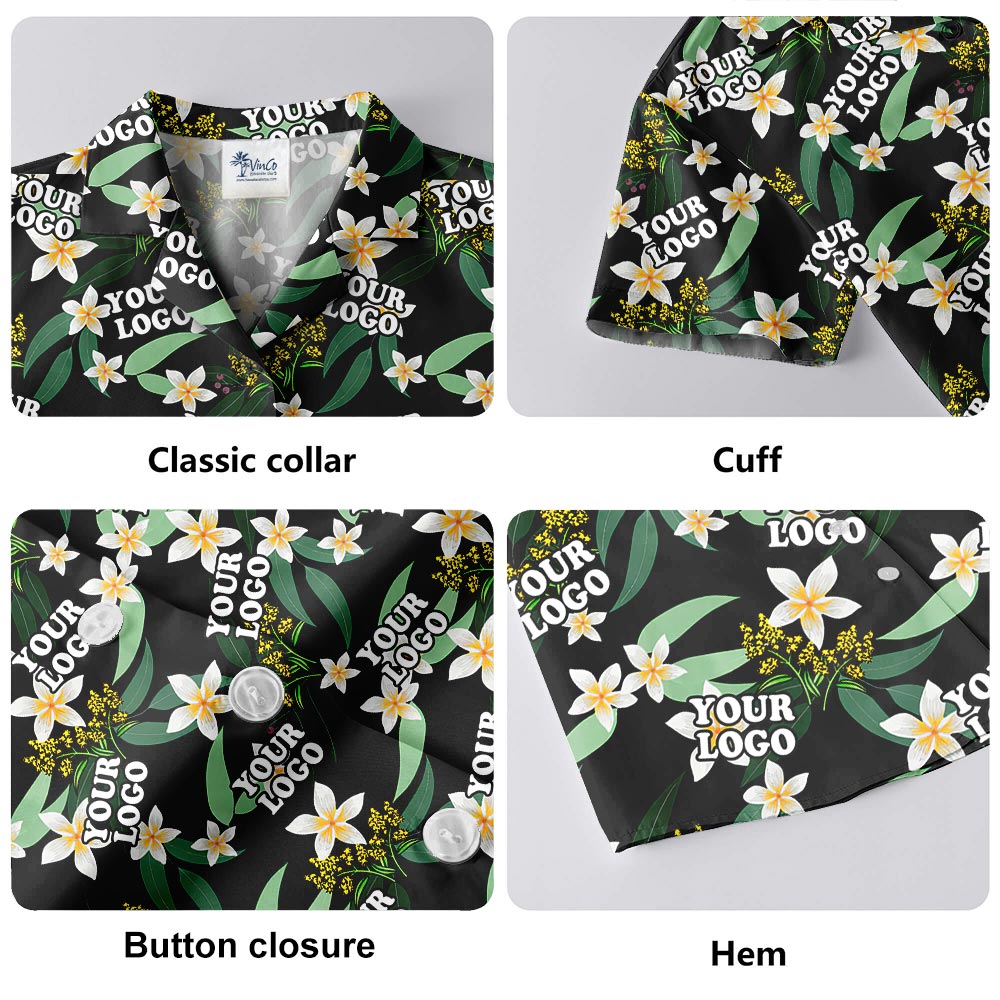 Personalized Company Logo Button Up Hawaiian Shirt