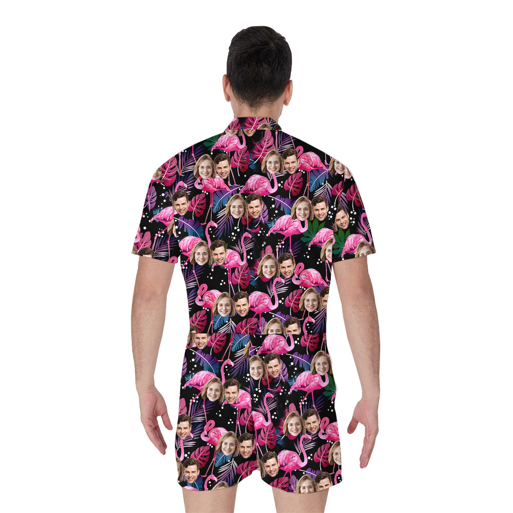 Unique Faces On Flamingo Male Romper