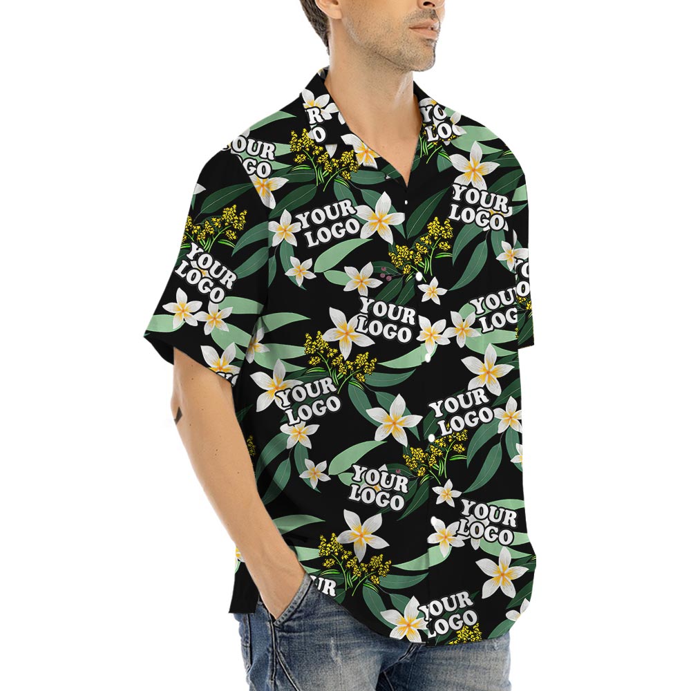Personalized Company Logo Button Up Hawaiian Shirt