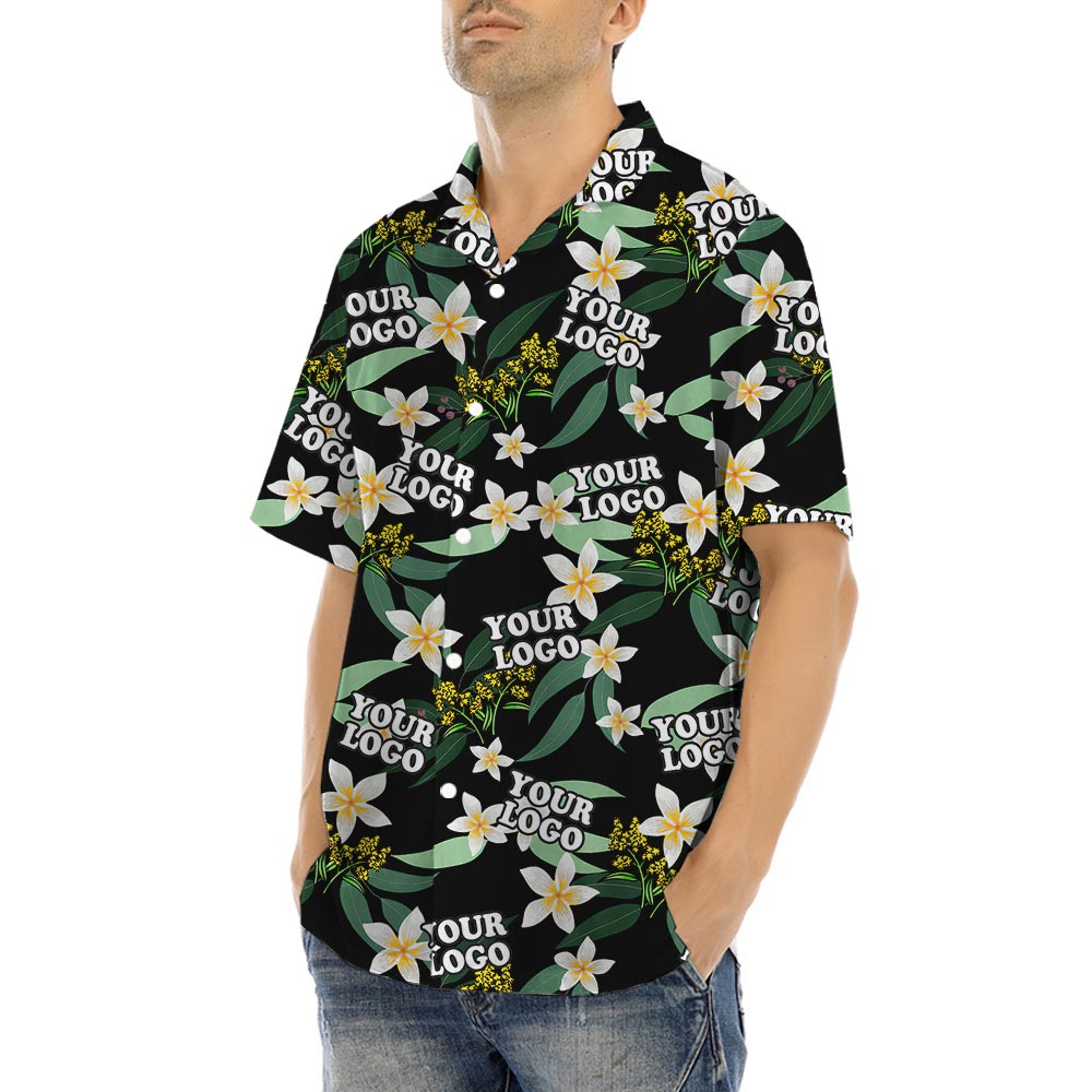 Personalized Company Logo Button Up Hawaiian Shirt