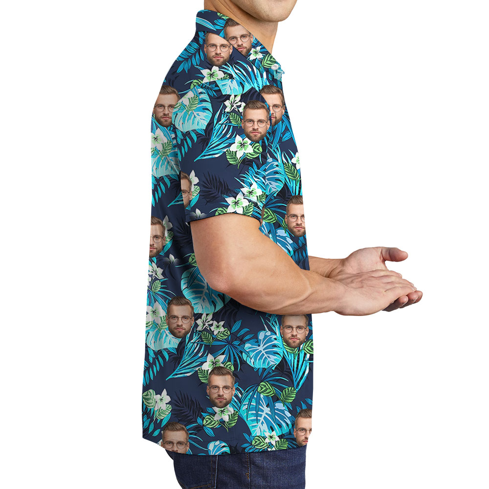 Personalized 1-5 Pictures Polo Golf Shirt With Tropical Print