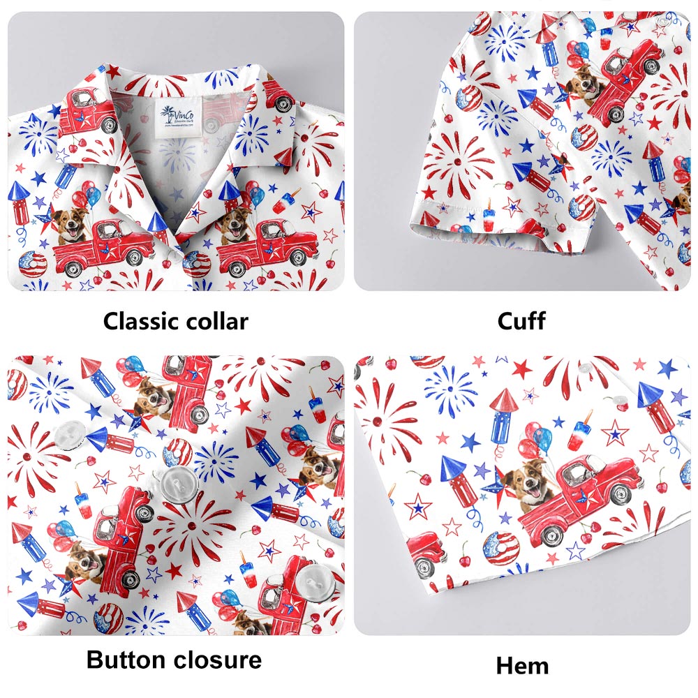 Funny Custom Dog Photo Patriotic Hawaiian Shirt