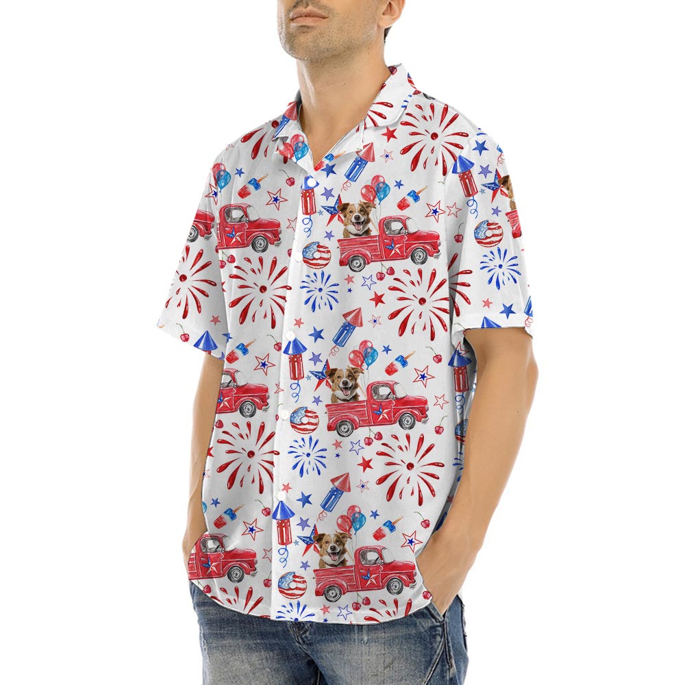 Funny Custom Dog Photo Patriotic Hawaiian Shirt