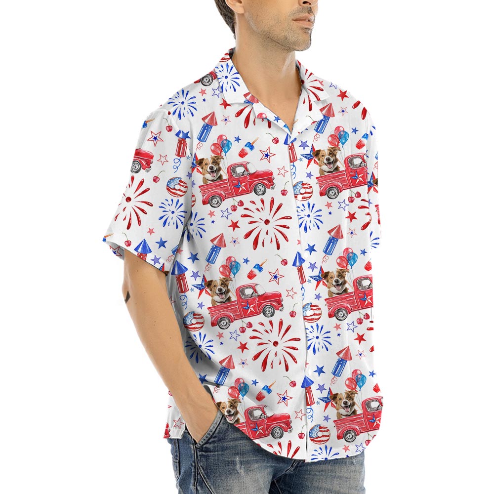 Funny Custom Dog Photo Patriotic Hawaiian Shirt