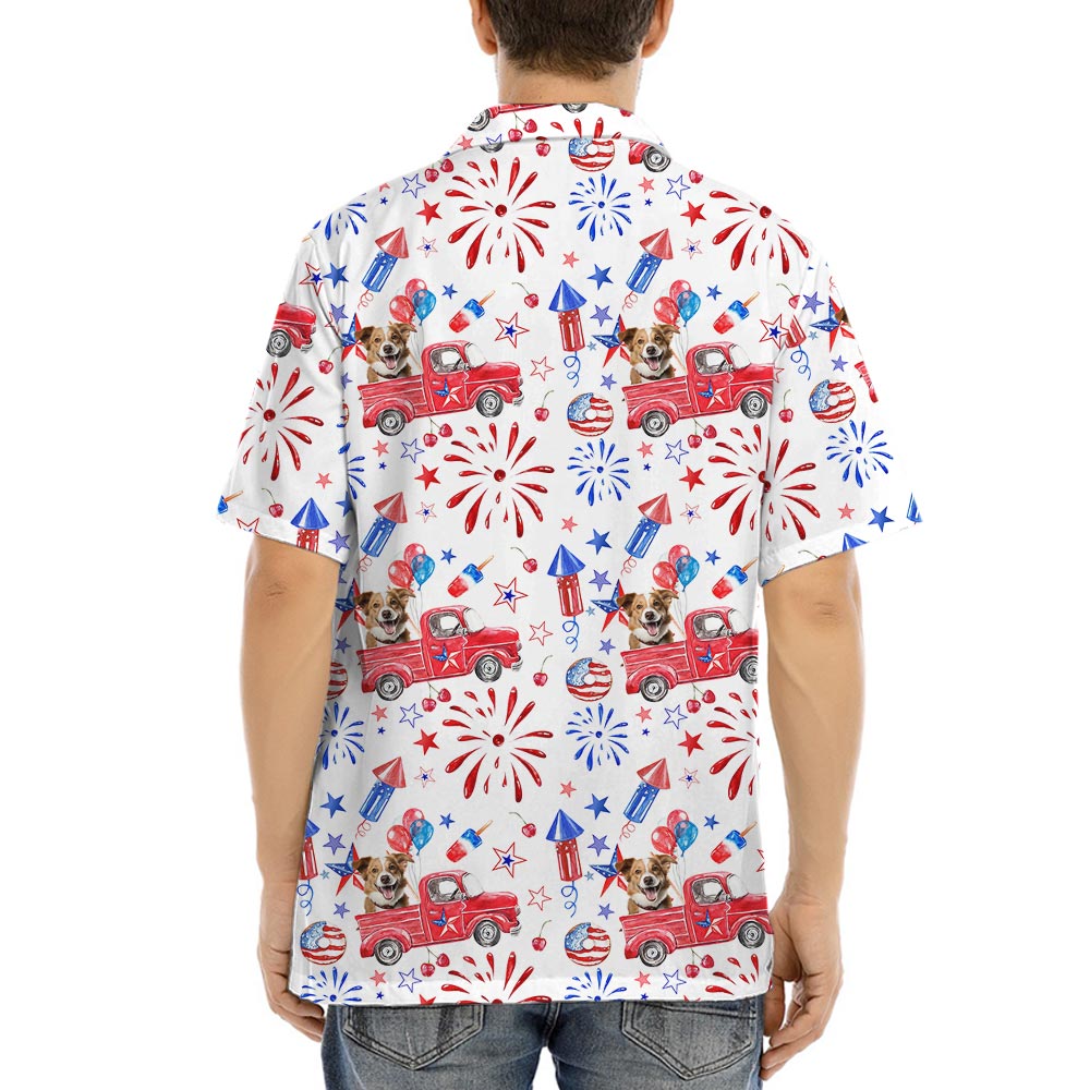 Funny Custom Dog Photo Patriotic Hawaiian Shirt