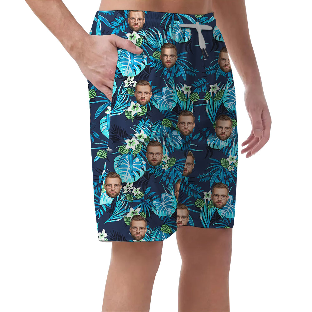 Tropical Blue Print Men's Casual Shorts