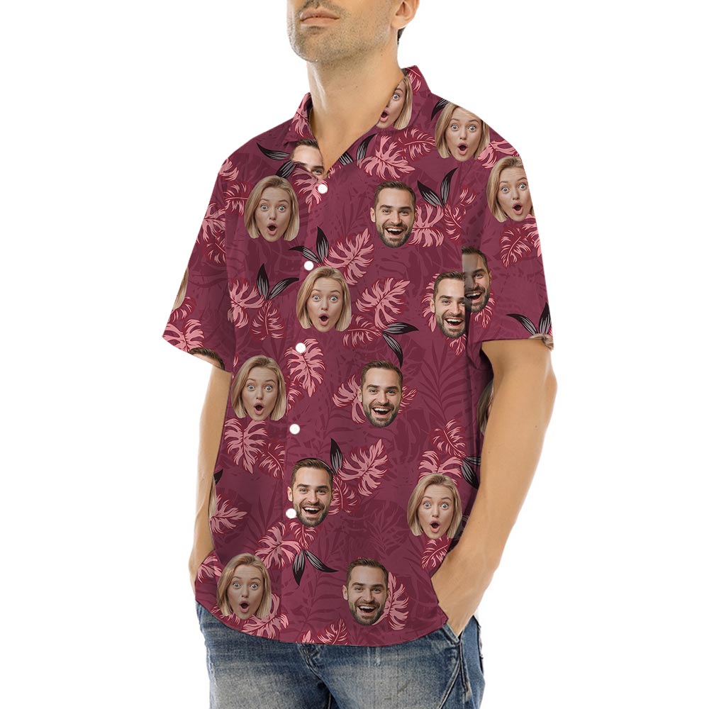 Vintage Red Hawaiian Shirt With Custom Multiple Faces