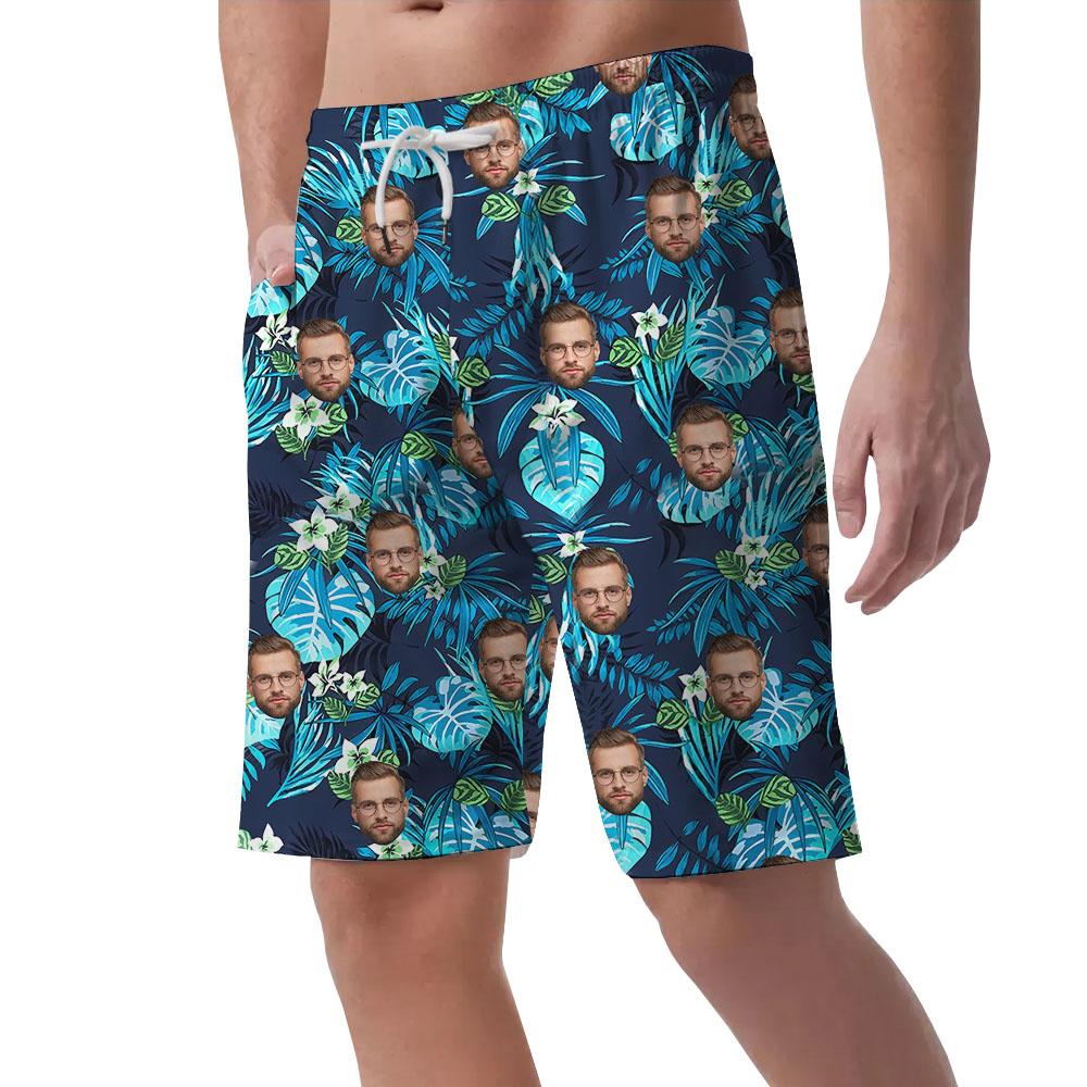 Tropical Blue Print Men's Casual Shorts