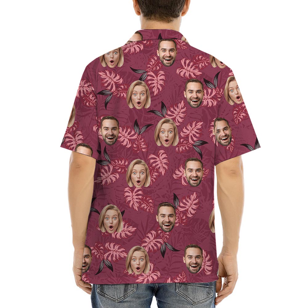 Vintage Red Hawaiian Shirt With Custom Multiple Faces