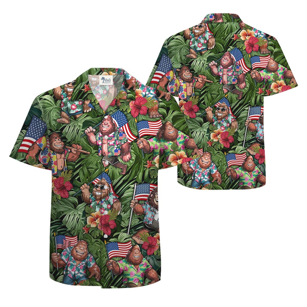 Awesome Bigfoot Patriotic Hawaiian Shirt