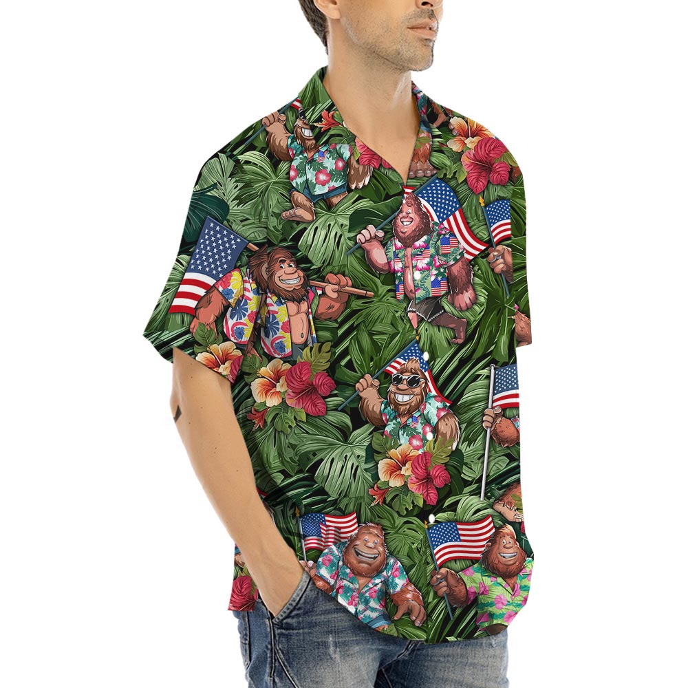 Awesome Bigfoot Patriotic Hawaiian Shirt