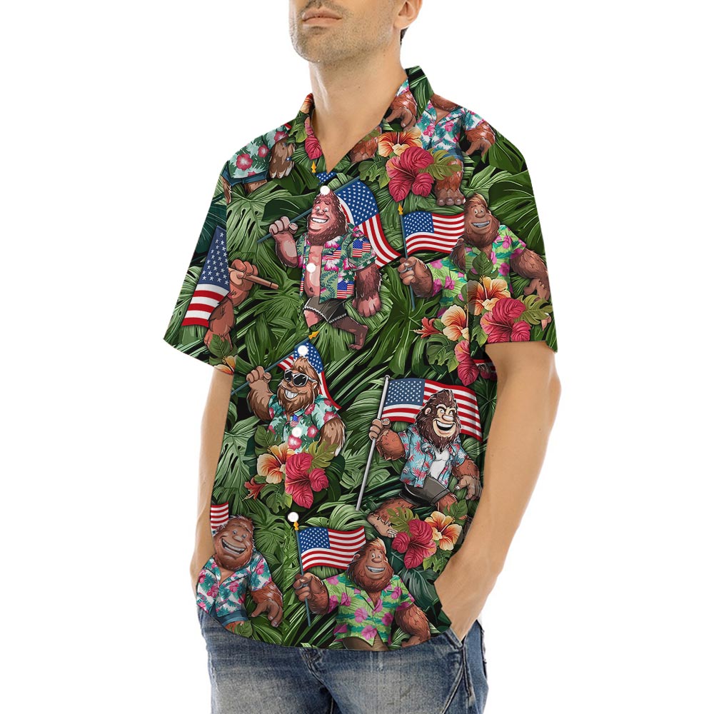 Awesome Bigfoot Patriotic Hawaiian Shirt