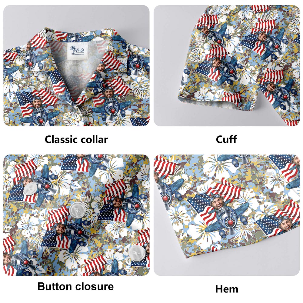 Custom Face Military Camouflage Hawaiian Shirt Men