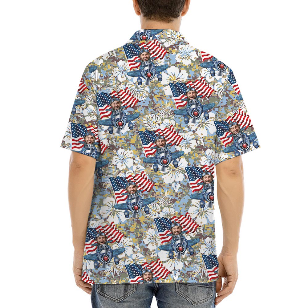 Custom Face Military Camouflage Hawaiian Shirt Men