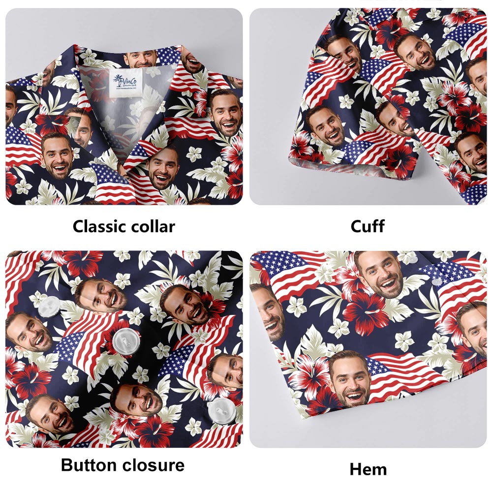 Custom Your Face On Patriotic Tropical Shirt