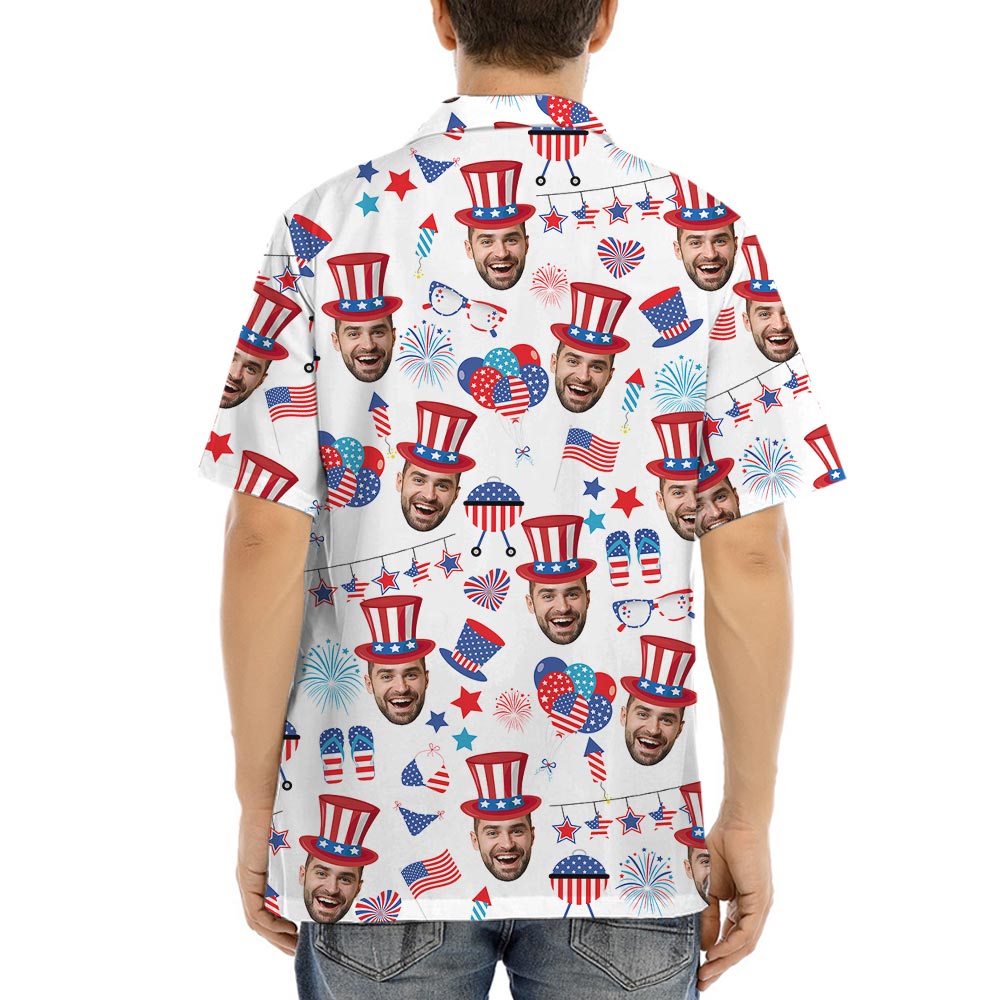 Funny Custom Face Men 4th of July Hawaiian Shirt