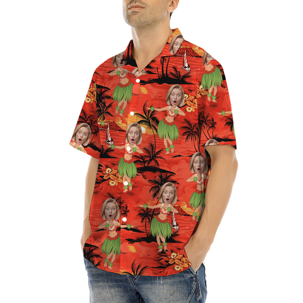 Custom Face Hula Girl Hawaiian Shirt