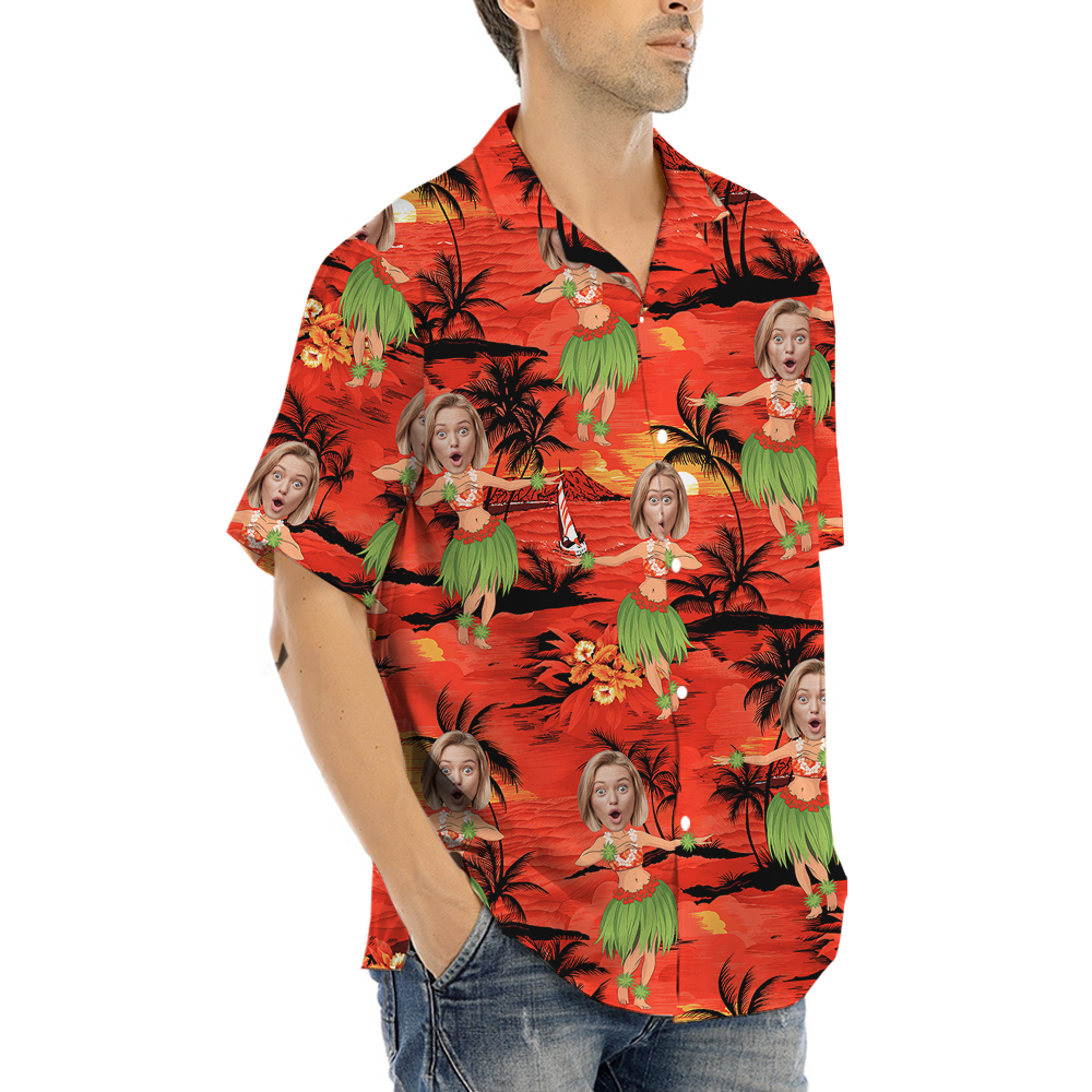 Custom Face Hula Girl Hawaiian Shirt