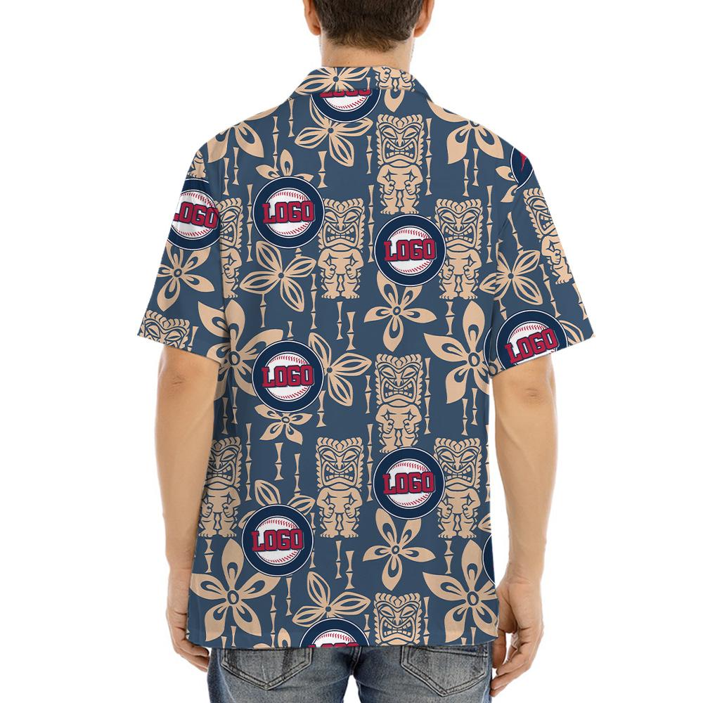 Custom Logo Baseball Team Navy Hawaiian Shirt