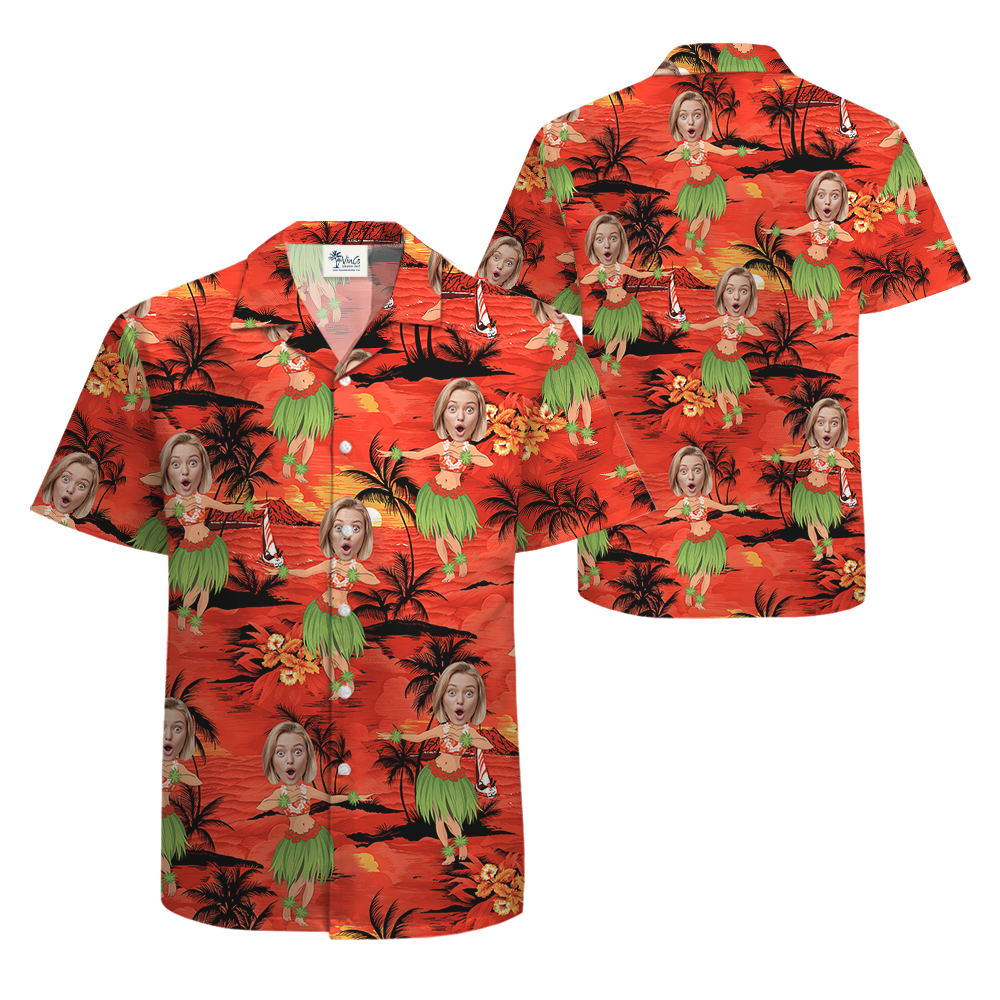 Custom Face Hula Girl Hawaiian Shirt