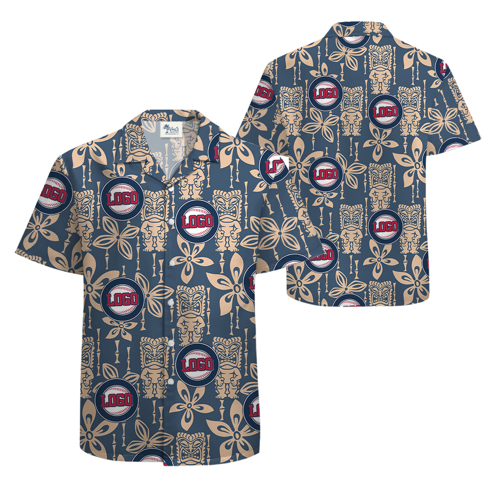Custom Logo Baseball Team Navy Hawaiian Shirt